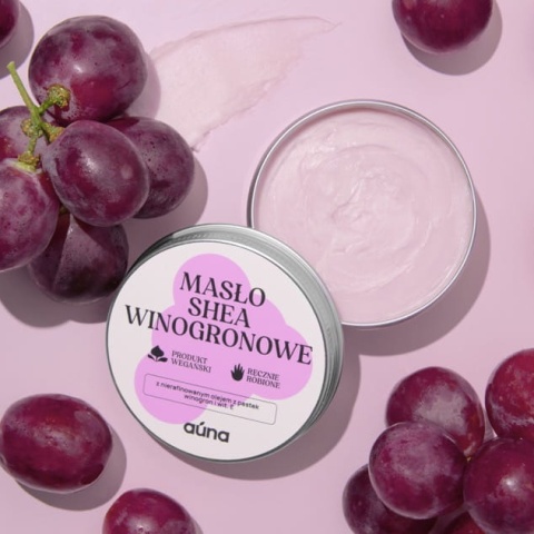 Masło shea z olejem z pestek winogron – ujędrnienie, młodość i zapach winogron