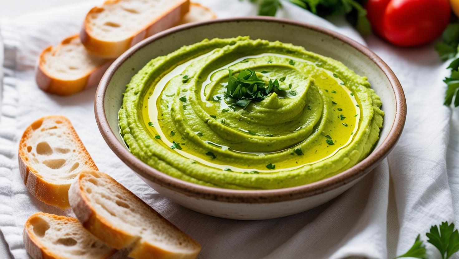 Zielony hummus z olejem i białkiem konopnym – wielkanocna pasta pełna zdrowia