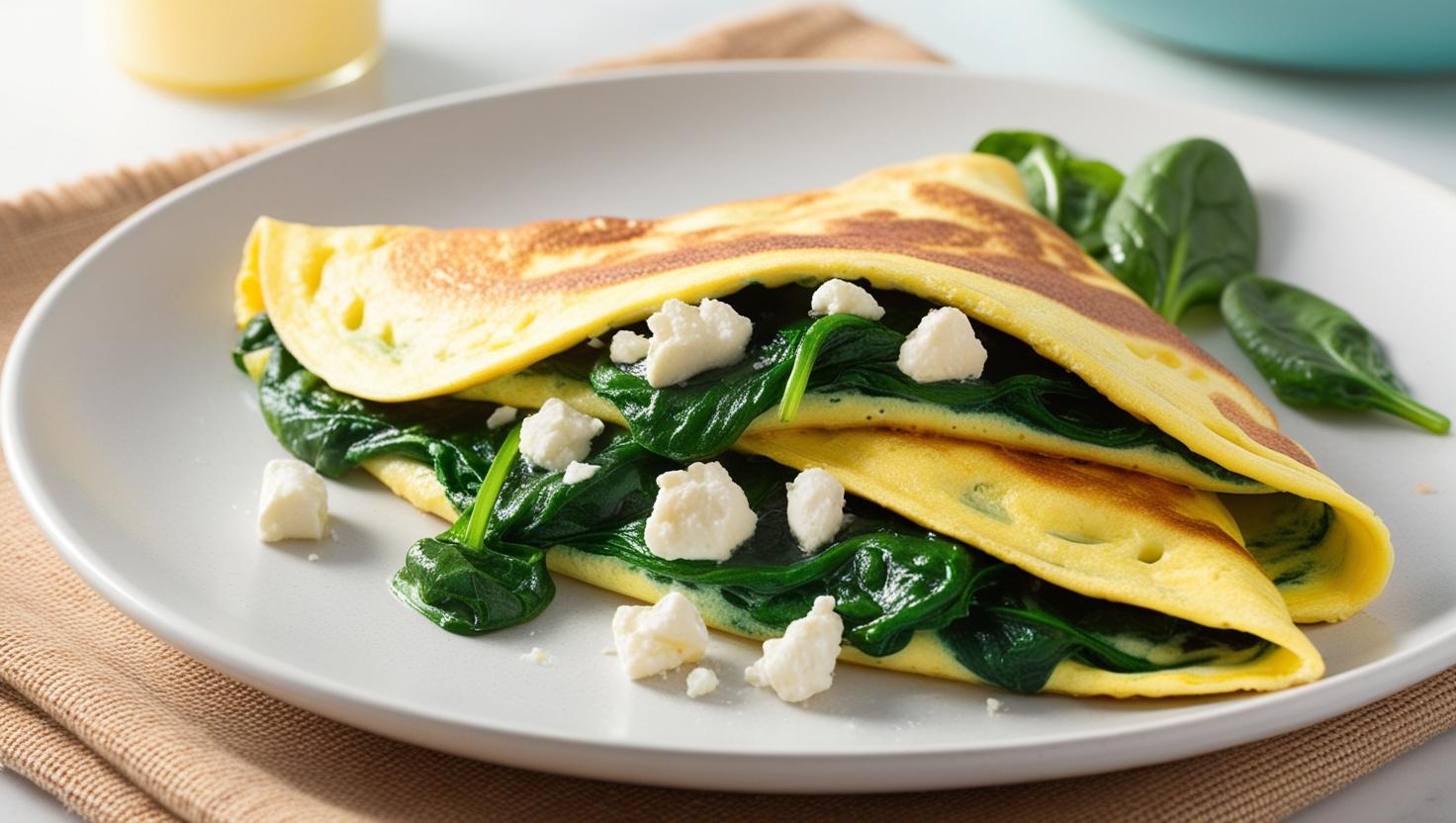 Śniadanie: Omlet serowo-szpinakowy